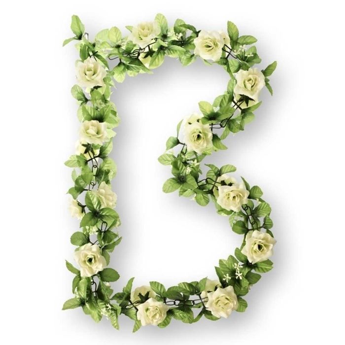 Bloemenslinger Basil Flower Garland Rozen, Wit